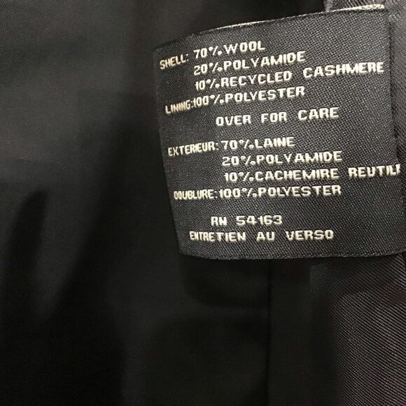 COLE HAAN Wool Cashmere Coat, Black, Size 10 - Picture 12 of 16